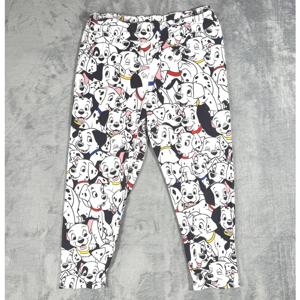 Disney White Black Red Yellow Dalmatian Print Leggings